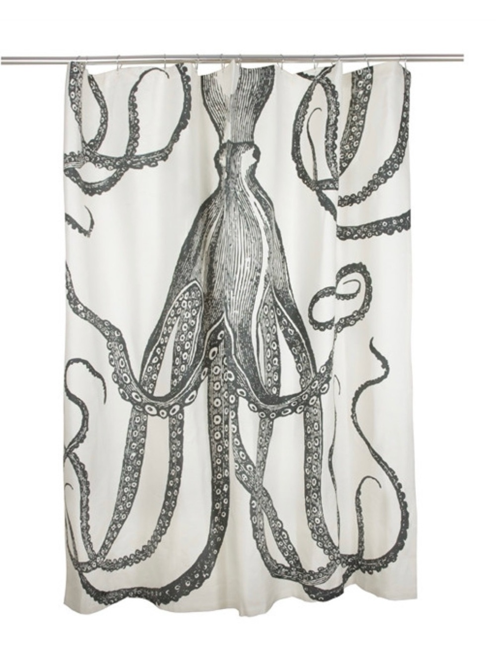 ThomasPaul Octopus Shower Curtain In Charcoal – Hand-Screened 100% Cotton